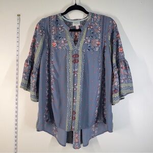 KNOX ROSE women’s Size small bell sleeve floral Blouse